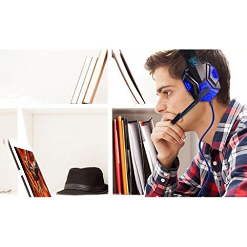 Retoo Gaming-Headset, Kabelgebundenes Gaming Kopfhörer mit Mikrofon Geräuschunterdrückung, Over-Ear aus Ohrpolster mit Kunstleder, Headset für PC, Laptop, PS4, Tablet, Smartphone, TV, Schwarz-blau Bild 5