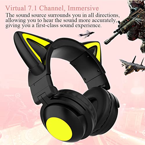 Bluetooth-Kopfhörer, Katzen Ohren LED Wireless Gaming Headset Kinderkopfhörer Bluetooth Stereo-Headset Faltbare Cat Ears Over-Ear Headsets mit Verstellbarem Mikrofon für Smartphones/Laptop/Tablet Bild 6