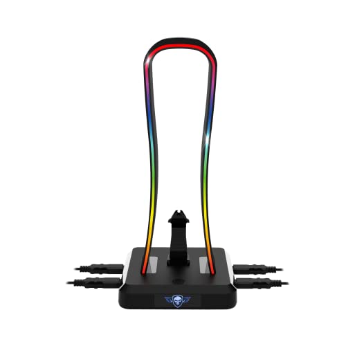SPIRIT OF GAMER - Sentinel, RGB Headsethalter Gaming, 11 helle Hintergrundbeleuchtungs Effekte, 4 USB Anschlüsse, PC und Konsolen kompatibel, USB-C Kabel und Mauskabelführung, Ideales Gaming Zubehör Bild 3
