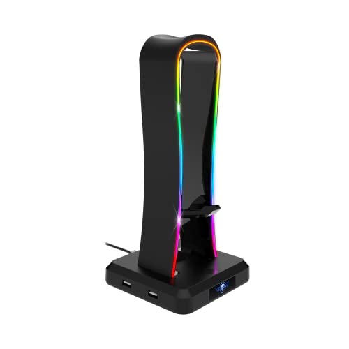 SPIRIT OF GAMER - Sentinel, RGB Headsethalter Gaming, 11 helle Hintergrundbeleuchtungs Effekte, 4 USB Anschlüsse, PC und Konsolen kompatibel, USB-C Kabel und Mauskabelführung, Ideales Gaming Zubehör Bild 4