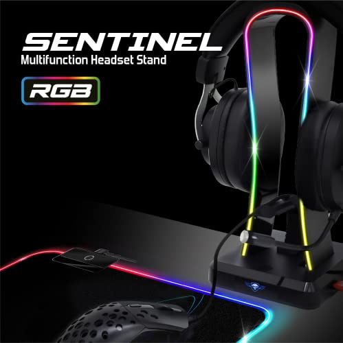 SPIRIT OF GAMER - Sentinel, RGB Headsethalter Gaming, 11 helle Hintergrundbeleuchtungs Effekte, 4 USB Anschlüsse, PC und Konsolen kompatibel, USB-C Kabel und Mauskabelführung, Ideales Gaming Zubehör Bild 5