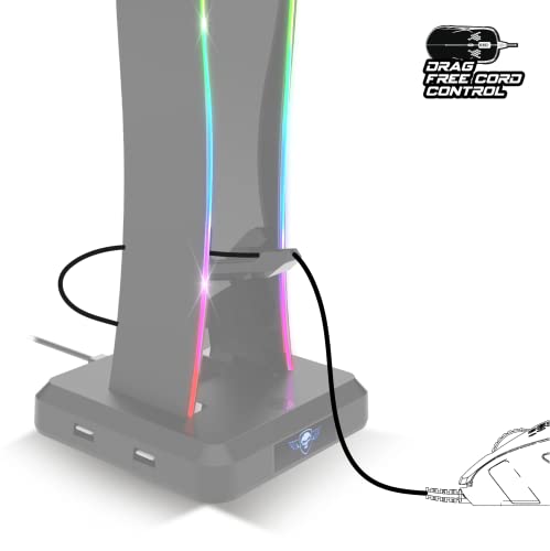 SPIRIT OF GAMER - Sentinel, RGB Headsethalter Gaming, 11 helle Hintergrundbeleuchtungs Effekte, 4 USB Anschlüsse, PC und Konsolen kompatibel, USB-C Kabel und Mauskabelführung, Ideales Gaming Zubehör Bild 6