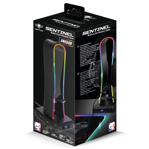SPIRIT OF GAMER - Sentinel, RGB Headsethalter Gaming, 11 helle Hintergrundbeleuchtungs Effekte, 4 USB Anschlüsse, PC und Konsolen kompatibel, USB-C Kabel und Mauskabelführung, Ideales Gaming Zubehör Bild 7