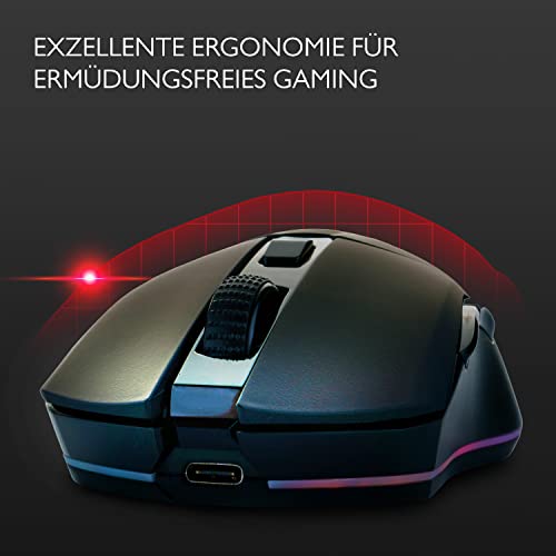 Lioncast LM45 WL – kabellose Gaming Maus 18.000 DPI Pixart Sensor, RGB Wireless Gaming Mouse PC, ultralange 55 Std Akku, 6 programmierbare Tasten, Dual Mode, wiederaufladbar & Ultraleicht (85g) Bild 4