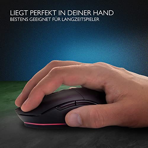 Lioncast LM45 WL – kabellose Gaming Maus 18.000 DPI Pixart Sensor, RGB Wireless Gaming Mouse PC, ultralange 55 Std Akku, 6 programmierbare Tasten, Dual Mode, wiederaufladbar & Ultraleicht (85g) Bild 5