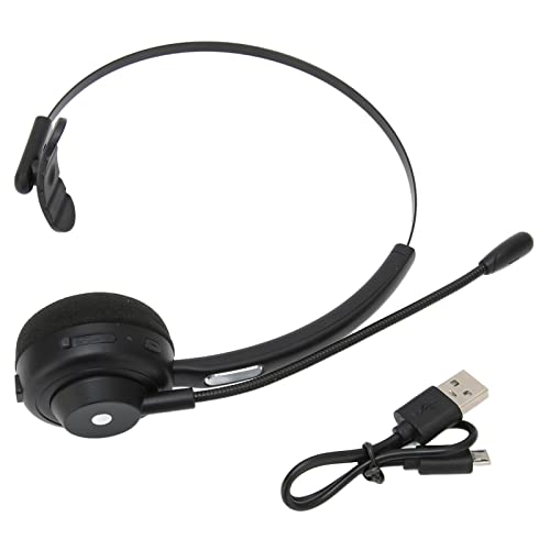 Annadue Trucker Bluetooth Headset mit Mikrofon, Kabellose On-Ear Kopfhörer mit Geräuschunterdrückung, Bis zu 60 Stunden Arbeitszeit, für Skype, Handy, Computer, Büro, Zuhause, Call Center Bild 7