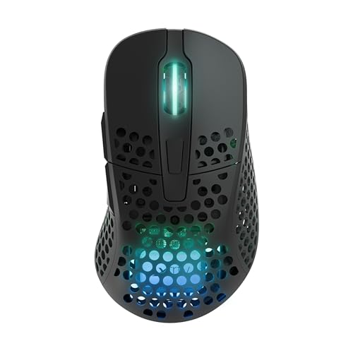 Xtrfy M4 Kabellose ultraleichte Gaming-Maus, RGB, verstellbare Form, 2,4 GHz, verzögerungsfrei, kabellos, 75 Stunden Akkulaufzeit, Schwarz, M4W-RGB-Black Bild 1