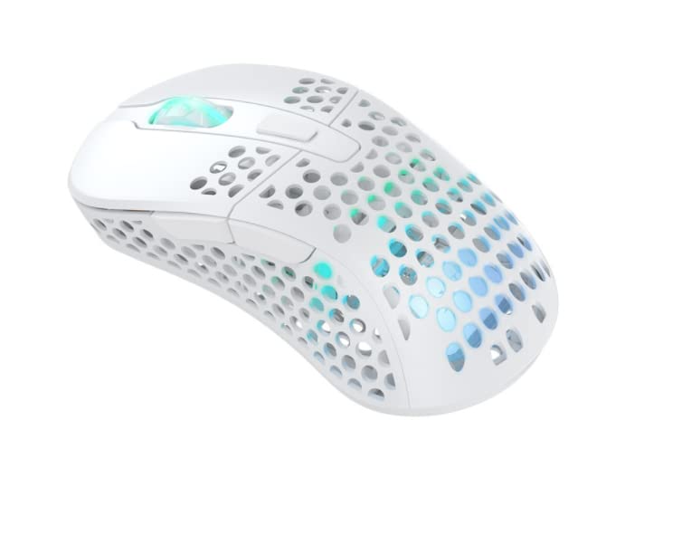 Xtrfy M4 Kabellose ultraleichte Gaming-Maus, RGB, verstellbare Form, 2,4 GHz, verzögerungsfrei, kabellos, 75 Stunden Akkulaufzeit, Weiß, M4W-RGB-White Bild 4