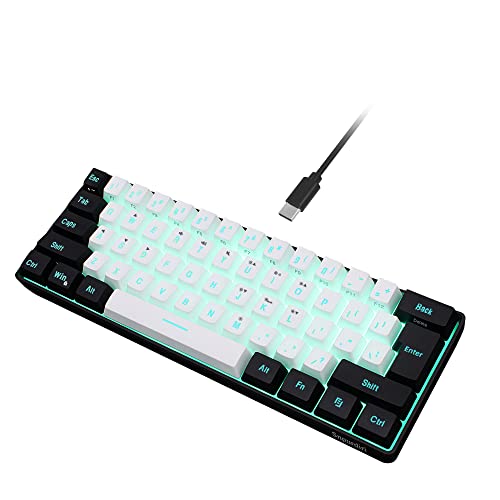 Snpurdiri 60% kabelgebundene Gaming-Tastatur kleine, ultrakompakte MINI Gaming-Tastatur mit 61 Tasten und RGB-Hintergrundbeleuchtung, für PC-/Mac-Gamer und den geschäftlichen Einsatz(schwarz weiß) Bild 1