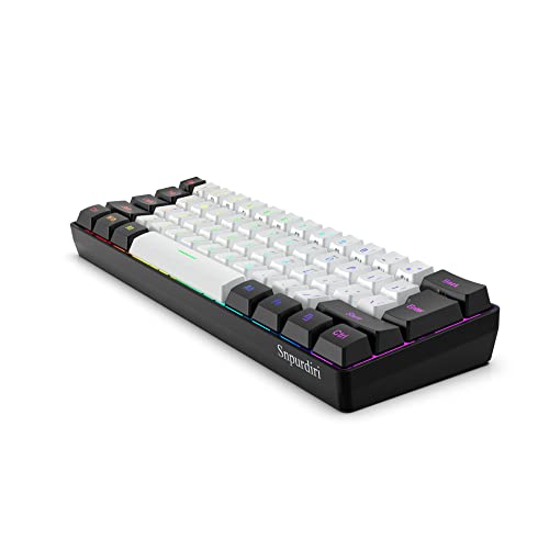Snpurdiri 60% kabelgebundene Gaming-Tastatur kleine, ultrakompakte MINI Gaming-Tastatur mit 61 Tasten und RGB-Hintergrundbeleuchtung, für PC-/Mac-Gamer und den geschäftlichen Einsatz(schwarz weiß) Bild 2