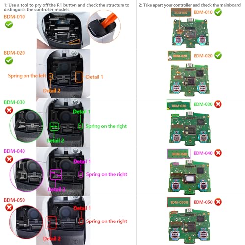 eXtremeRate Leuchttaste DTF LED V3 Kit für ps5 Controller BDM-010&BDM-020 D-Pad Tasten Thumbsticks Richtungstasten Share-/PS-Taste 7 Farben 9 Modi LED Knöpfe Kompatibel mit ps5 Controller-Transparent Bild 2