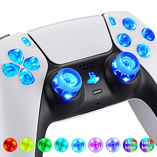 eXtremeRate Leuchttaste DTF LED V3 Kit für ps5 Controller BDM-010&BDM-020 D-Pad Tasten Thumbsticks Richtungstasten Share-/PS-Taste 7 Farben 9 Modi LED Knöpfe Kompatibel mit ps5 Controller-Transparent Bild 4