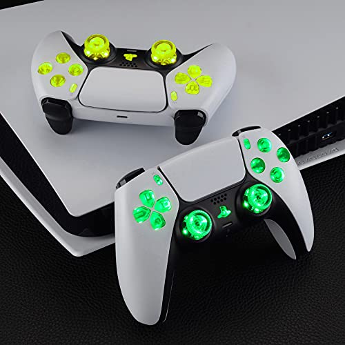 eXtremeRate Leuchttaste DTF LED V3 Kit für ps5 Controller BDM-010&BDM-020 D-Pad Tasten Thumbsticks Richtungstasten Share-/PS-Taste 7 Farben 9 Modi LED Knöpfe Kompatibel mit ps5 Controller-Transparent Bild 5