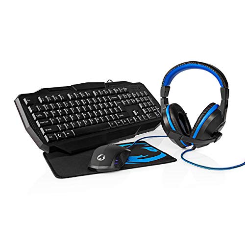 NEDIS Gaming Combo Kit | 4-in-1 | Tastatur, Headset, Maus und Mauspad | Blau/Schwarz | QWERTZ | DE-Layout Bild 4