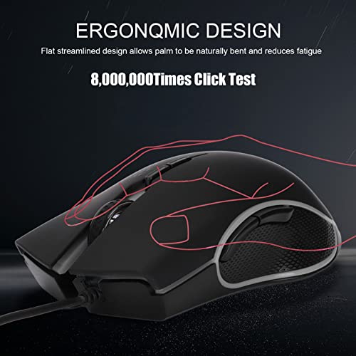 Gaming-Maus, Tragbare Ergonomische Kabelgebundene Maus mit USB-Kabel, 4 Farben Hintergrundbeleuchtung Geräuschlose Computermaus für Laptop Desktop PC Notebook, Plug and Play(Schwarz) Bild 2