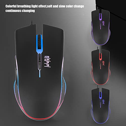 Gaming-Maus, Tragbare Ergonomische Kabelgebundene Maus mit USB-Kabel, 4 Farben Hintergrundbeleuchtung Geräuschlose Computermaus für Laptop Desktop PC Notebook, Plug and Play(Schwarz) Bild 4