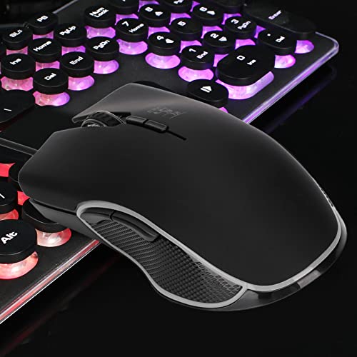Gaming-Maus, Tragbare Ergonomische Kabelgebundene Maus mit USB-Kabel, 4 Farben Hintergrundbeleuchtung Geräuschlose Computermaus für Laptop Desktop PC Notebook, Plug and Play(Schwarz) Bild 5