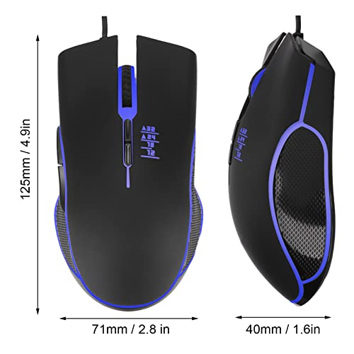 Gaming-Maus, Tragbare Ergonomische Kabelgebundene Maus mit USB-Kabel, 4 Farben Hintergrundbeleuchtung Geräuschlose Computermaus für Laptop Desktop PC Notebook, Plug and Play(Schwarz) Bild 7