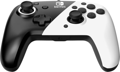 PDP Gaming Faceoff Deluxe+ verkabelt Switch Pro Controller - Schwarz and weiß - Offiziell Lizenziert durch Nintendo - Customizable buttons and paddles - Ergonomic Controllers Bild 2