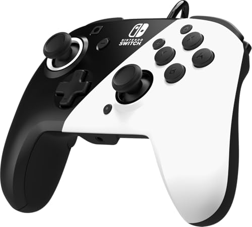 PDP Gaming Faceoff Deluxe+ verkabelt Switch Pro Controller - Schwarz and weiß - Offiziell Lizenziert durch Nintendo - Customizable buttons and paddles - Ergonomic Controllers Bild 3