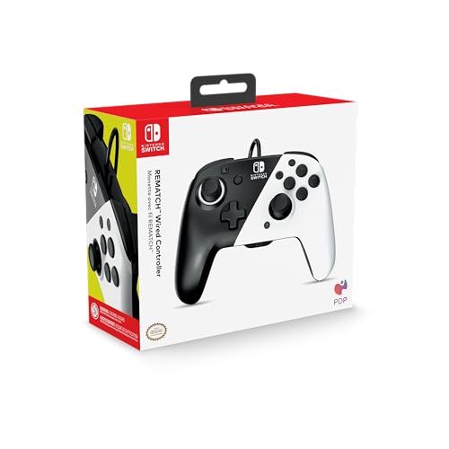 PDP Gaming Faceoff Deluxe+ verkabelt Switch Pro Controller - Schwarz and weiß - Offiziell Lizenziert durch Nintendo - Customizable buttons and paddles - Ergonomic Controllers Bild 5