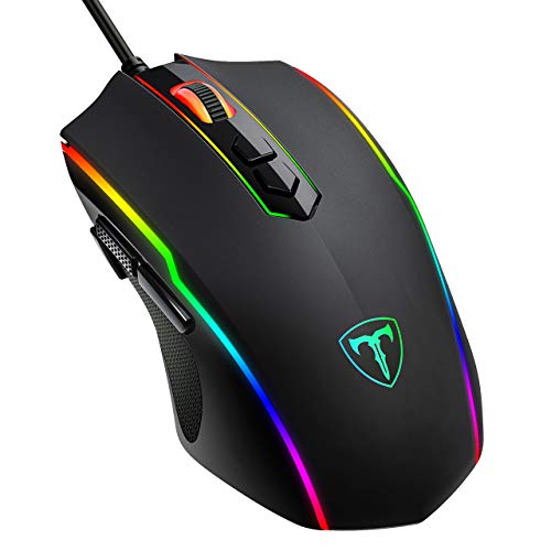 VIVIJO Gaming-Maus, kabelgebunden, hohe Leistung, Gaming-Maus mit 7200 dpi, verstellbar, RGB, 8 programmierbare Tasten, ergonomisch, PC/Mac – Schwarz Bild 1