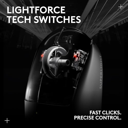 Logitech G PRO X SUPERLIGHT 2 LIGHTSPEED Kabellose Gaming-Maus, leicht, LIGHTFORCE Hybrid Switches, Hero 2 Sensor, 32.000 DPI, 5 programmierbare Tasten, USB-C-Laden, PC & Mac - Schwarz Bild 5