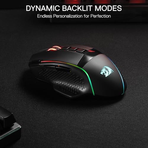 Redragon M991 kabellose Gaming-Maus, 19000 DPI kabelgebundene/drahtlose Gamer-Maus mit Schnellfeuertaste, 9 Makro-Tasten, 45-Stunden-Dauerleistung und RGB-Hintergrundbeleuchtung für PC/Mac/Laptop Bild 6