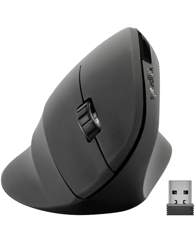 Speedlink PIAVO Ergonomic Vertical Mouse wireless - ergonomische vertikale Maus kabellos, einstellbar bis 1600dpi, gummierte Oberfläche, USB-A Nano Empfänger, Vertikalmaus ohne Kabel, schwarz Bild 1