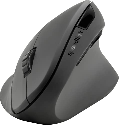 Speedlink PIAVO Ergonomic Vertical Mouse wireless - ergonomische vertikale Maus kabellos, einstellbar bis 1600dpi, gummierte Oberfläche, USB-A Nano Empfänger, Vertikalmaus ohne Kabel, schwarz Bild 2