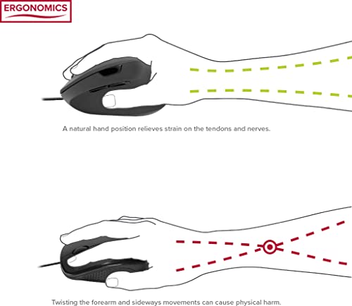 Speedlink PIAVO Ergonomic Vertical Mouse wireless - ergonomische vertikale Maus kabellos, einstellbar bis 1600dpi, gummierte Oberfläche, USB-A Nano Empfänger, Vertikalmaus ohne Kabel, schwarz Bild 4