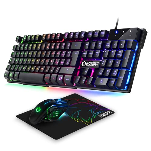 EMPIRE GAMING - Kit MK800 verkabelt Gaming-Tastatur QWERTY (Italienisch-Layout) RGB 105, 19 Anti-Ghosting Tasten - Mauspad Gamer RGB 2400 DPI - PC PS4 PS5 Xbox One/Series Mac Bild 1