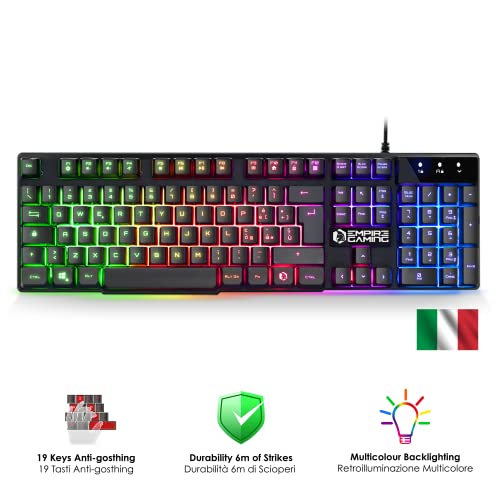 EMPIRE GAMING - Kit MK800 verkabelt Gaming-Tastatur QWERTY (Italienisch-Layout) RGB 105, 19 Anti-Ghosting Tasten - Mauspad Gamer RGB 2400 DPI - PC PS4 PS5 Xbox One/Series Mac Bild 2