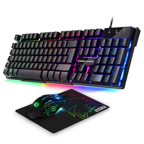 EMPIRE GAMING - Pack 3 in 1 MK800 - Gaming-Tastatur QWERTZ Deutsche RGB 105 Tasten 19 Anti-Ghosting-Tasten -Ergonomische RGB Gamer-Mouse 2400 DPI -Mousepad -PC PS4 PS5 Xbox One/Series Mac Bild 1
