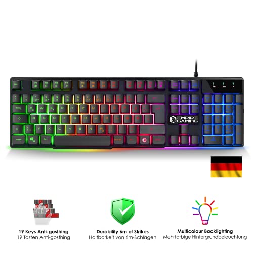 EMPIRE GAMING - Pack 3 in 1 MK800 - Gaming-Tastatur QWERTZ Deutsche RGB 105 Tasten 19 Anti-Ghosting-Tasten -Ergonomische RGB Gamer-Mouse 2400 DPI -Mousepad -PC PS4 PS5 Xbox One/Series Mac Bild 2