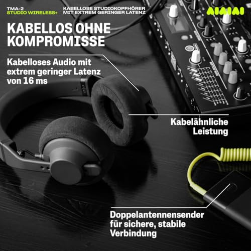 AIAIAI TMA-2 Studio Wireless+ – Professionelle Over-Ear-Studio-Kopfhörer mit verlustfreier Funkübertragung, ultraniedriger Latenz, Bluetooth, Memory-Foam-Polstern & abnehmbarem Spiralkabel Bild 6