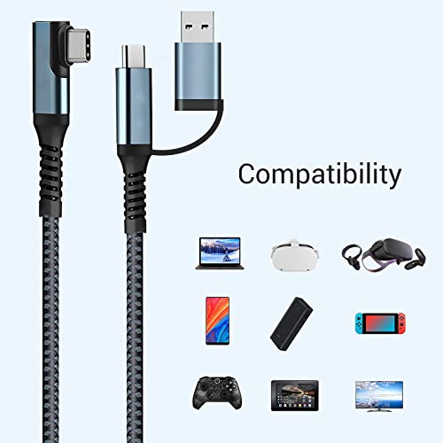 VR Link Kabel 6m kompatibel für Oculus Quest 2, USB 3.2 Typ C zu C 5Gbps Hochgeschwindigkeits Datenübertragung Schnellladekabel Kompatibel für Virtual Reality Headset und PC Gaming Bild 6