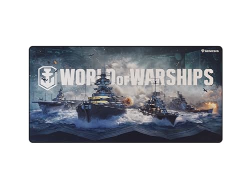 Genesis World of Warships Gaming Mauspad XXL 900×450 mm – Große Schreibtischunterlage für Maus & Tastatur, Speed-Oberfläche, Wasserabweisend, rutschfeste Gummi-Basis, Genähte Kanten Bild 1