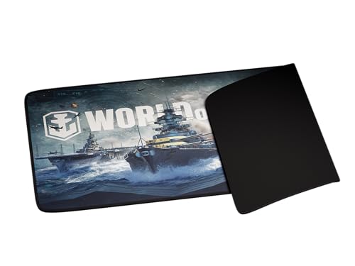 Genesis World of Warships Gaming Mauspad XXL 900×450 mm – Große Schreibtischunterlage für Maus & Tastatur, Speed-Oberfläche, Wasserabweisend, rutschfeste Gummi-Basis, Genähte Kanten Bild 3