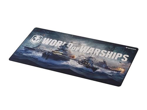Genesis World of Warships Gaming Mauspad XXL 900×450 mm – Große Schreibtischunterlage für Maus & Tastatur, Speed-Oberfläche, Wasserabweisend, rutschfeste Gummi-Basis, Genähte Kanten Bild 4