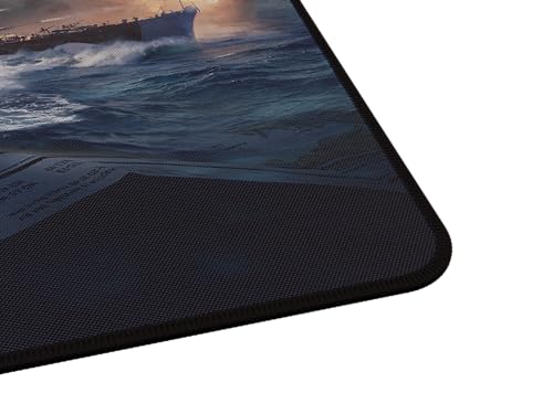 Genesis World of Warships Gaming Mauspad XXL 900×450 mm – Große Schreibtischunterlage für Maus & Tastatur, Speed-Oberfläche, Wasserabweisend, rutschfeste Gummi-Basis, Genähte Kanten Bild 6
