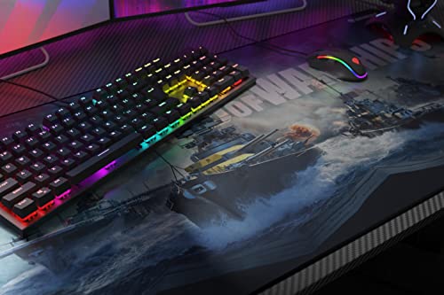 Genesis World of Warships Gaming Mauspad XXL 900×450 mm – Große Schreibtischunterlage für Maus & Tastatur, Speed-Oberfläche, Wasserabweisend, rutschfeste Gummi-Basis, Genähte Kanten Bild 7