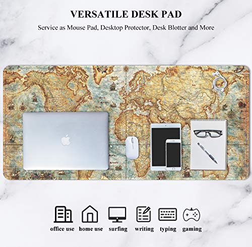 Hsurbtra Großes Mauspad, 900 x 400 mm, Gaming-Matte mit vernähtem Rand, XXL, erweitertes wasserdichtes Computertastatur-Mauspad, Laptop-Schreibtischunterlage, rutschfeste Gummibasis,Weltkarte Bild 7