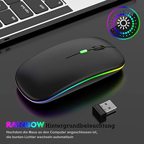 LEAPEST Bluetooth Maus kabellos (Bluetooth 5.0 + USB 2,4 GHz) Wiederaufladbare Optische Office- Funk Maus, Maus für MacBook Air Pro,iPad,Mac,PC,Computer,Laptop,Desktop (Schwarz) Bild 5
