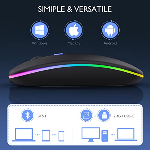 LEAPEST Bluetooth Maus kabellos (Bluetooth 5.0 + USB 2,4 GHz) Wiederaufladbare Optische Office- Funk Maus, Maus für MacBook Air Pro,iPad,Mac,PC,Computer,Laptop,Desktop (Schwarz) Bild 6