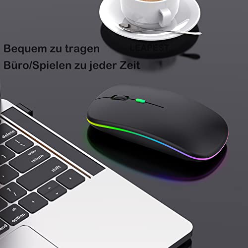 LEAPEST Bluetooth Maus kabellos (Bluetooth 5.0 + USB 2,4 GHz) Wiederaufladbare Optische Office- Funk Maus, Maus für MacBook Air Pro,iPad,Mac,PC,Computer,Laptop,Desktop (Schwarz) Bild 7
