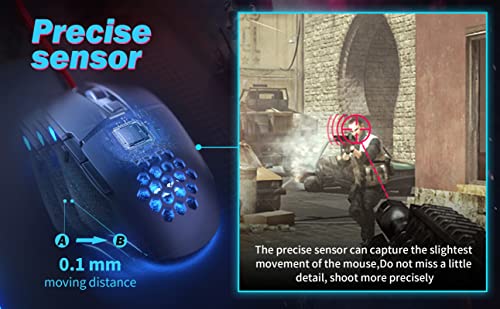CYD C303 RGB Gaming-Maus für Laptop, USB 3.0 Kabelgebundene Gaming Mouse, Ergonomisches Design Gaming Maus Kabelgebunden, Programmierbare Gaming Maus, Snap-Change Tracking & Shootout PC Gaming Race Bild 4