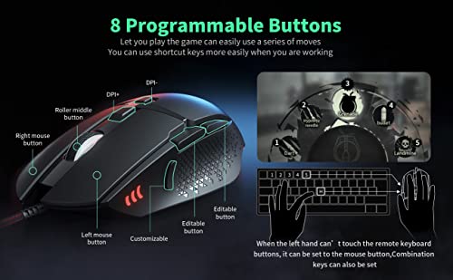 CYD C303 RGB Gaming-Maus für Laptop, USB 3.0 Kabelgebundene Gaming Mouse, Ergonomisches Design Gaming Maus Kabelgebunden, Programmierbare Gaming Maus, Snap-Change Tracking & Shootout PC Gaming Race Bild 5