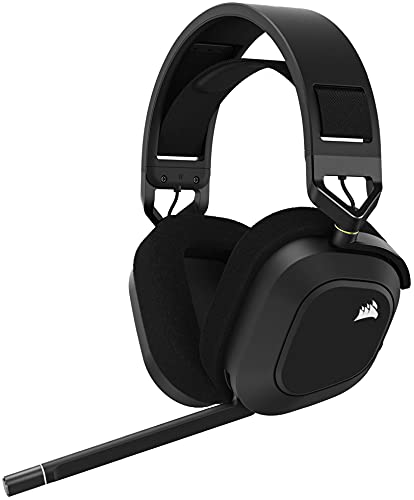 Corsair HS80 RGB Wireless Premium-Gaming-Headset mit Dolby Atmos (18 m Reichweite) Carbon & ST100 Premium Kopfhörer-Ständer (2X USB 3.1, Aluminium, 7.1 Dolby Audio Ausgang) schwarz Bild 2