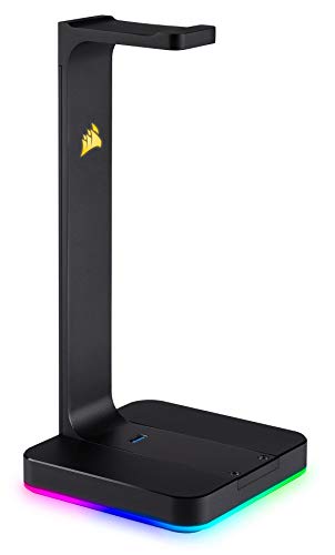 Corsair HS80 RGB Wireless Premium-Gaming-Headset mit Dolby Atmos (18 m Reichweite) Carbon & ST100 Premium Kopfhörer-Ständer (2X USB 3.1, Aluminium, 7.1 Dolby Audio Ausgang) schwarz Bild 7